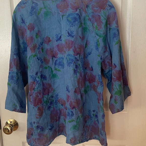 Cut Loose boho chic gorgeous women’s size Medium floral print linen blouse top - Picture 6 of 9